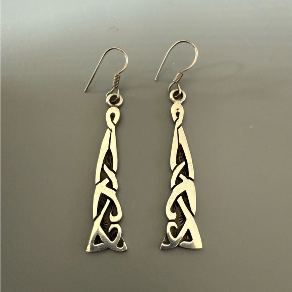 VTG Celtic Knot Sterling Silver Dangle Earrings - Picture 2 of 4